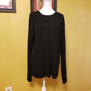 Banana Republic Black linen blend ribbed pullover sweater Size M